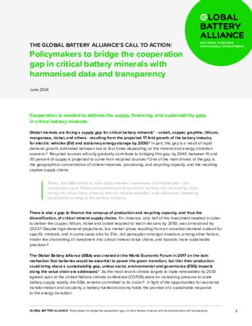 Global Battery Alliance's Call to Action
